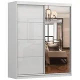 Möblo Schiebetürenschrank, Weiß, Holzwerkstoff, Rechteckig, 183x218x61 cm, Schlafzimmer, Kleiderschränke, Schwebetürenschränke