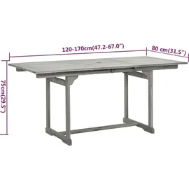 vidaXL Garten-Essgruppe 7-tlg. Grau