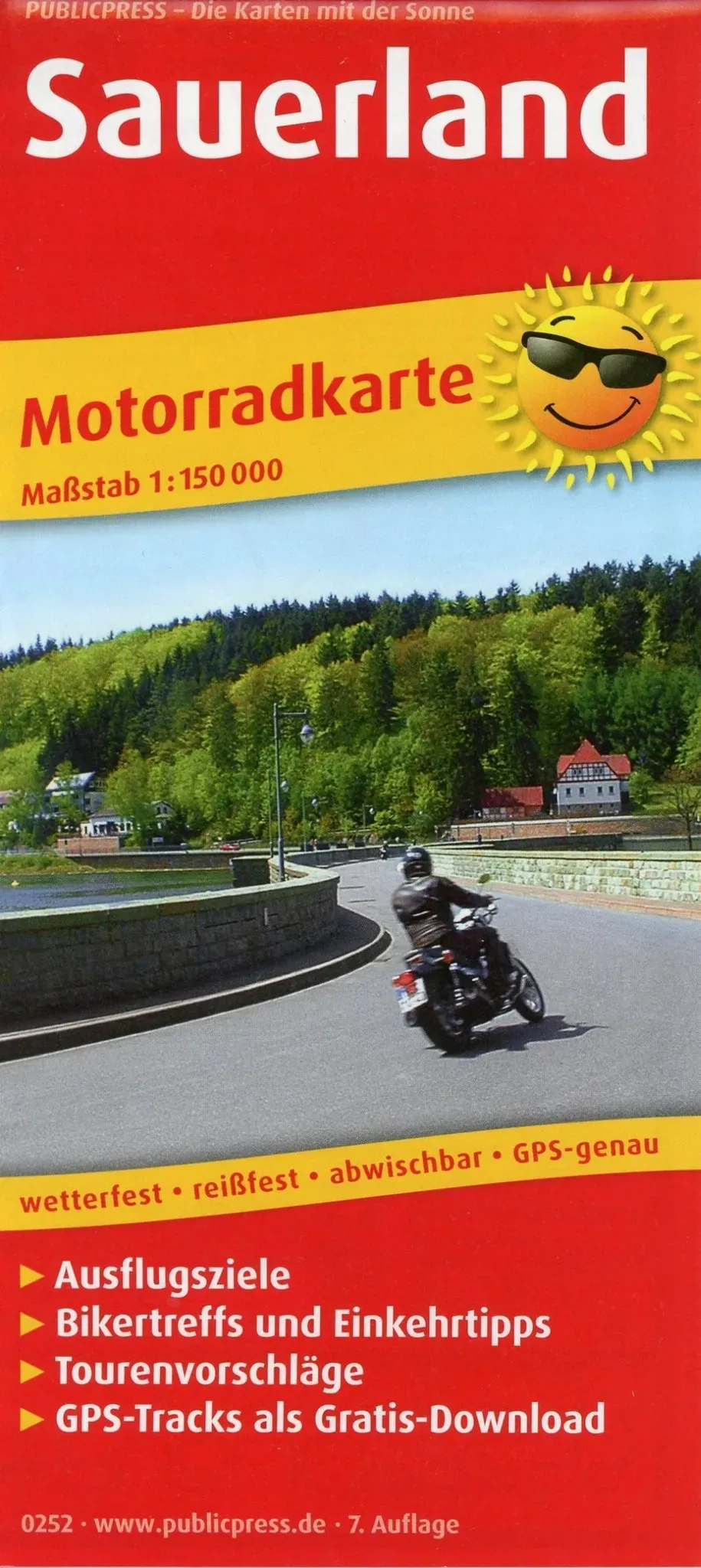 Publicpress Motorradkarte Sauerland  Karte (im Sinne von Landkarte)