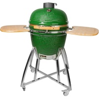 Tarrington House Kamado-Holzkohlegrill Naggado, Keramik / Edelstahl, Ø 54 x 120 cm, klappbare Seitenablagen, Thermometer, fahrbar, grün