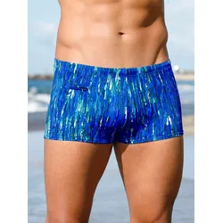 Badehose NATURANA, Herren, Gr. 7, Normalgrößen, blau (blau, bedruckt), Elasthan, Polyamid, Badehosen