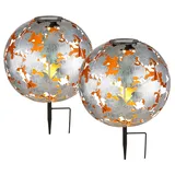 bmf-versand Solarleuchte 2er Set Edelstahl 27 cm Erdspieß silber