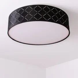 GLOBO RGB LED Deckenleuchte Textil schwarz gold, satiniert, Fernbedienung dimmbar, 2x 8,5w 806lm Warmweiß, Dxh 38x10 cm