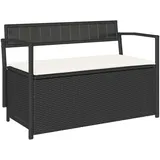 vidaXL Gartenbank mit Stauraum und Kissen Schwarz Poly Rattan