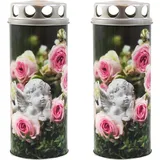 Ebersbacher Kerzenfabrik GmbH Gedenkkerze Paperlights mit Motiv Engel mit Rosen 2 Stück 65 x 160 mm
