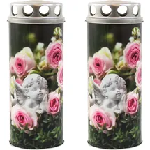 Ebersbacher Kerzenfabrik GmbH Gedenkkerze Paperlights mit Motiv Engel mit Rosen 2 Stück 65 x 160 mm