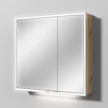 Sanipa Reflection Melamin-Spiegelschrank „Milo“ 80 mit 2 Türen AU03243, Badmöbel,