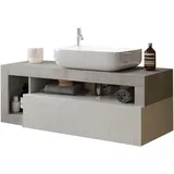 WELLTIME Waschtisch »Hamburg«, 1 Schubkasten, Breite 110 cm, Soft-Close, inkl. Keramik-Aufsatzbecken weiß