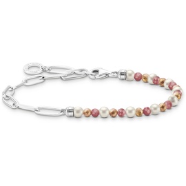Thomas Sabo Charm-Armband mit bunten Beads und weißen Perlen 925 Sterlingsilber A2099-350-7