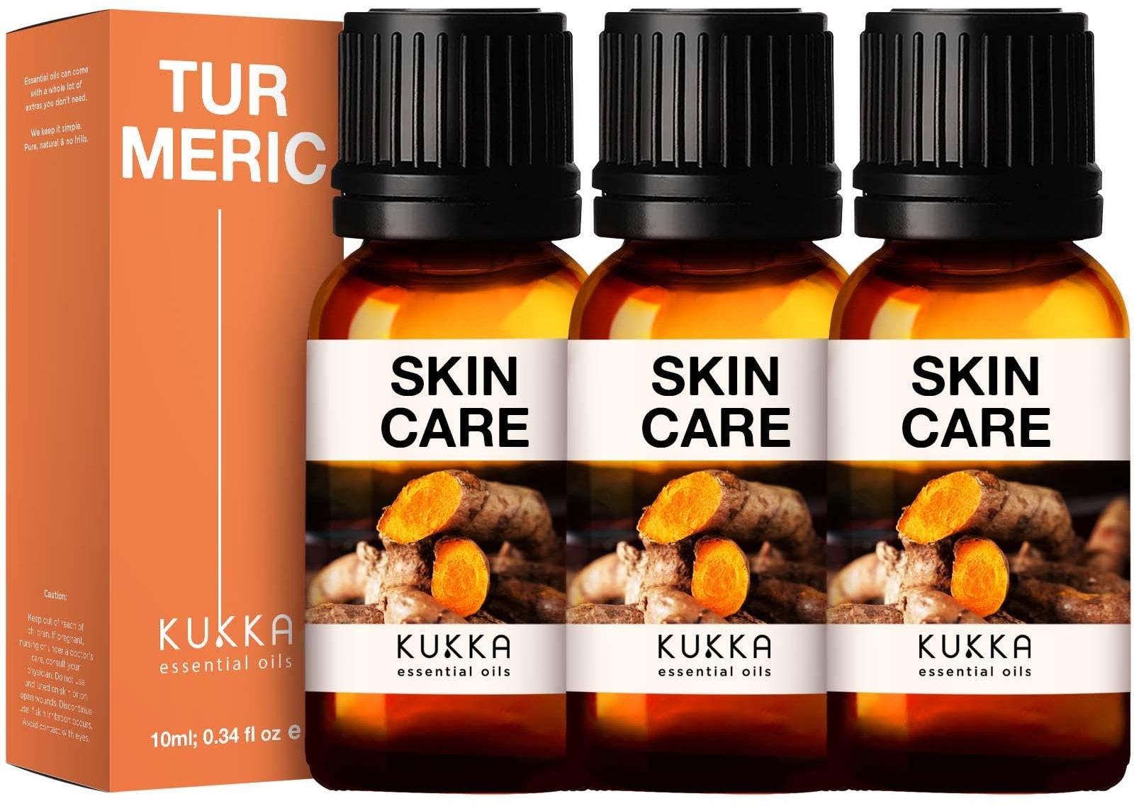 Kukka Turmeric Oil for Skin - Natural Turmeric Essential Oil for Diffuser - Turmeric Oil for Face, Hair, Aromatherapy, Bath Bombs, Soaps and Candles - Turmeric Oil for Pain (10ml x 3)