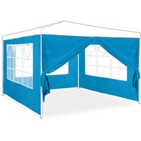 Relaxdays Seitenwand für Pavillon 4er Set, 3 Seitenwände mit Fenster, Seitenteil mit Reißverschluss, HxB 2x3 m, hellblau