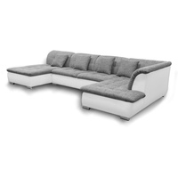 Fun Möbel Couchgarnitur NICOLE, mit Schlaffunktion Ottomane Links Grau/Weiß