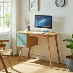 Schreibtisch Tysvær 75x105x48 cm Bambus/Blau