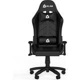 Klim Gaming Stuhl Rücken- und Kopfstütze - Ergonomischer Computerstuhl mit Rädern und verstellbaren Armlehnen - Kunstleder - Schreibtischstuhl Schwarz