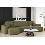 kaiser möbel Ecksofa mit schlaffunktion und bettkasten, Sofa U-form, Couch U-form BEST Dicker Cord Olive