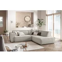 KAWOLA Sofa SAMU Ecksofa Cord steingrau Recamiere rechts