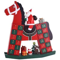 Roter Und Grüner Adventskalender Aus Holz Mit Weihnachtsmann Auf Pferd – Countdown-weihnachtsdekoration