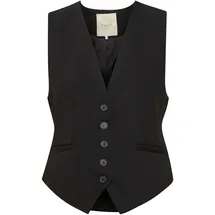 Kaffe Weste KAsakura", Damen Weste mit 5% Knöpfe Anzugweste V-Ausschnitt Business Freizeit Damenweste Ärmellos 40, Black deep), - 40