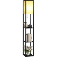 FULLWATT Stehlampe mit Holzregal Innenbeleuchtung Holz Stehleuchte mit Regalen