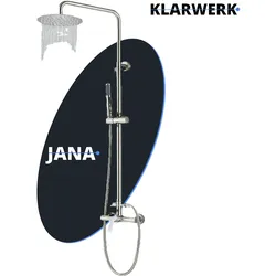 JANA | Premium Regendusche Set Silber gebürstet | Design Duscharmatur Duschsystem | Mischbatterie Dusche komplett mit Handbrause