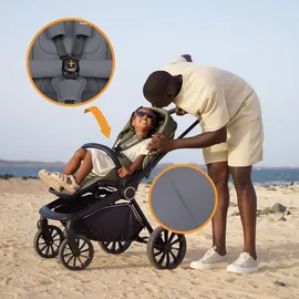 lionelo MIKA PLUS 3-in-1 Buggy 0-48 Monate bis zu 22 kg Babywagen bis zu 9 kg Kindersitz Babytrage bis zu 13 kg, Rückenlehne verstellbar, Dämpfung, 360° Räder, XXL-Verdeck