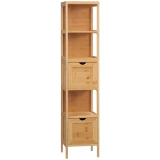 kleankin Badezimmerschrank Beistellschrank aus Bambus Hochschrank, Kippschutz