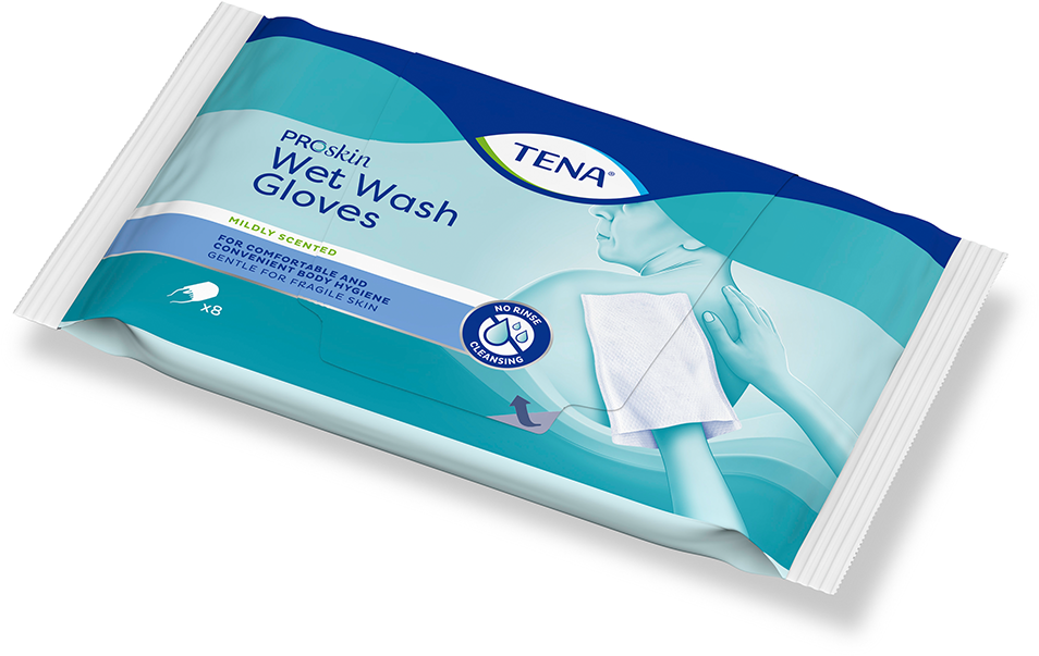 TENA WET WASH Gloves parfümiert