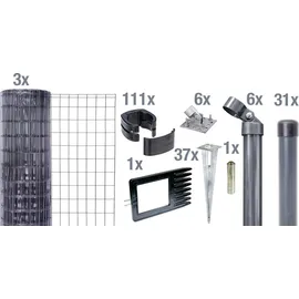 GAH Alberts Fix-Clip Pro Zaun-Komplettset 75 m x 153 cm Anthrazit
