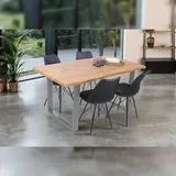 Sam Esstisch Baumkante Holz-Optik Wildeiche 160 x 85 U-Gestell silber JOSY