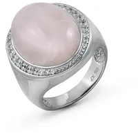 ZEEme Silber 925 rhodiniert mit echtem Rosaquarz und Zirkonia
