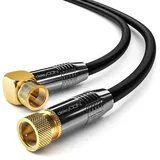 deleyCON 1m SAT Antennenkabel Koaxialkabel 90° F-Stecker 4K - Schwarz