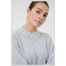 Kaffe Strickpullover Hellgrau M
