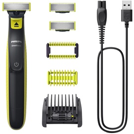 Philips OneBlade Face & Body Elektrischer Bartschneider, Rasierer und Bodygroomer zum Trimmen, Stylen und Rasieren, 3x Original-Klingen, 1x 5-in-1 Trimmaufsatz, 2x Körperaufsätze, QP2824/30