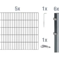 GAH Alberts Doppelstabmattenzaun-Set 5 Matten 1,40 x 10 m anthrazit
