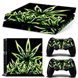 DOTBUY PS4 Skin Aufkleber Sticker Design Folie schützende Haut Schale für Sony Playstation 4 Konsole und 2 Dualshock Controller (Fluorescence Leaves)