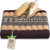 livasia Sitzkissen Stuhlauflage groß - 50x50x6cm - Bodenkissen Indoor/Outdoor, Meditationskissen Yogakissen, Stuhlauflage für Palettenmöbel, Steppkissen für Stuhl und Bank (Braun/Elefanten)