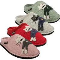 HAFLINGER Flair Cucho Pantoffeln gewalkter Wolle Katze Paprika, Gr.