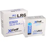 XCell 200 Batterien 100x XCell LR03 Micro AAA + 100x XCell LR6 Mignon AA