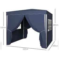 Outsunny - Faltpavillon - 297Lx297Wx286Hcm - Blau