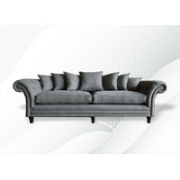 JVmoebel Chesterfield-Sofa Grauer Chesterfield Viersitzer mit Rückenkissen Luxus Möbel Neu, Made in Europe grau