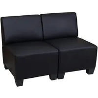 Mendler Modular 2-Sitzer Sofa Couch Lyon, Kunstleder ~ schwarz, ohne Armlehnen