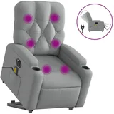 vidaXL Massagesessel Elektrisch Polyester 86,5 x 93,5 x 0 cm Hellgrau mit Aufstehhilfe