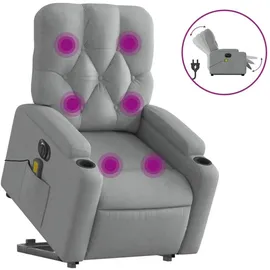 vidaXL Massagesessel Elektrisch Polyester 86,5 x 93,5 x 0 cm Hellgrau mit Aufstehhilfe