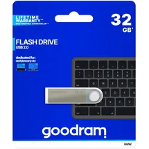 GoodRam UUN2 USB-Stick 32 GB - Lesegeschwindigkeit bis zu 20 MB/s - Schreibgeschwindigkeit bis zu 5 MB/s - Schutzkappe - Langlebiges Material - Silber