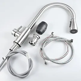 luxuskollektion Ausziehbarer Wasserhahn Küche Hochdruck Silber