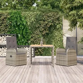 vidaXL Garten-Essgruppe 3-tlg. Grau