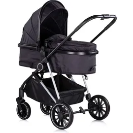 Chipolino Kinderwagen Aura 2 in 1 umbaubar Wickeltasche Sitz umkehrbar bis 22 kg schwarz gemustert