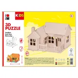 Marabu 317000000013 - KiDS 3D Holzpuzzle Strandhaus, 27 Puzzleteilen aus FSC-zertifiziertem Holz, ca. 19 x 14 cm groß, einfache Stecktechnik, zum individuellen Bemalen und Gestalten
