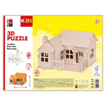 Marabu 317000000013 - KiDS 3D Holzpuzzle Strandhaus, 27 Puzzleteilen aus FSC-zertifiziertem Holz, ca. 19 x 14 cm groß, einfache Stecktechnik, zum individuellen Bemalen und Gestalten