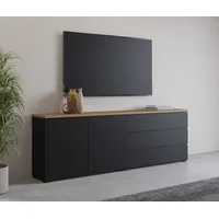 OTTO home Modo 200 x 68 x 34,5 cm Schwarz / Eiche Mauvella